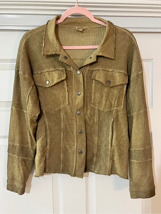POL Tops - POL Olive Green Button-Up Shacket